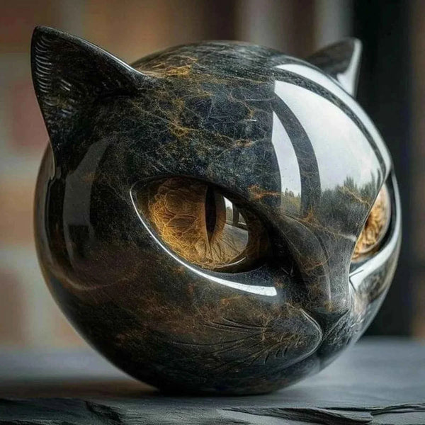Black Cat Marble Resin Figurine
